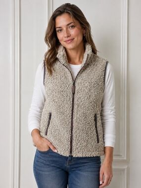 True Grit Taupe/Brown Sherpa Zip Vest